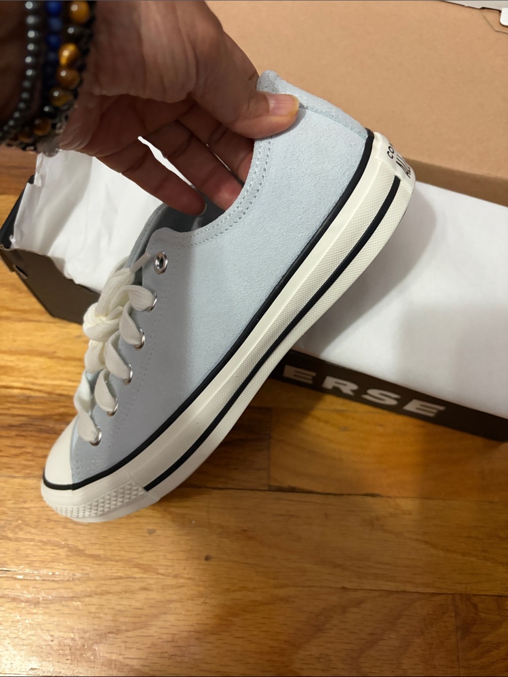 Converse Low Top Sneaker in Light Blue and White - Picture 4 of 7